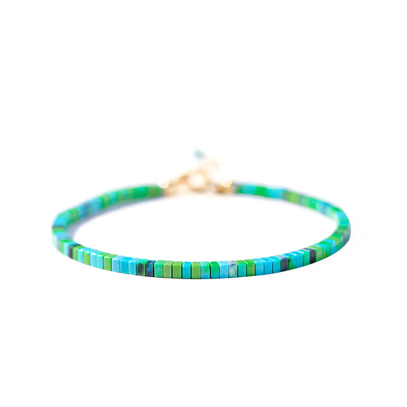 Turquoise Beaded Strength Friendship Bracelet Metal Chain