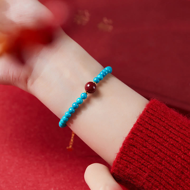 Turquoise Cinnabar Healing Bracelet for Women