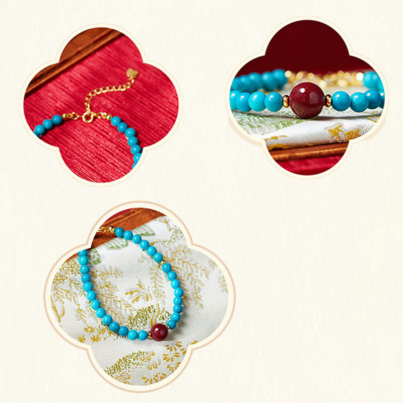 Turquoise Cinnabar Healing Bracelet for Women