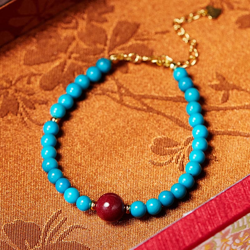 Turquoise Cinnabar Healing Bracelet for Women