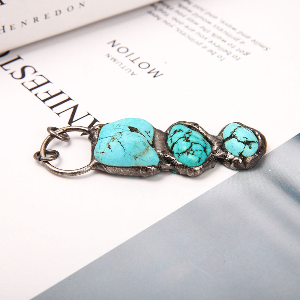 Turquoise Pendant 3.14in Silver Setting Healing Energy