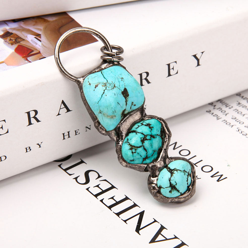 Turquoise Pendant 3.14in Silver Setting Healing Energy