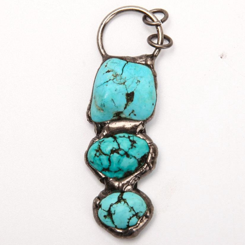 Turquoise Pendant 3.14in Silver Setting Healing Energy