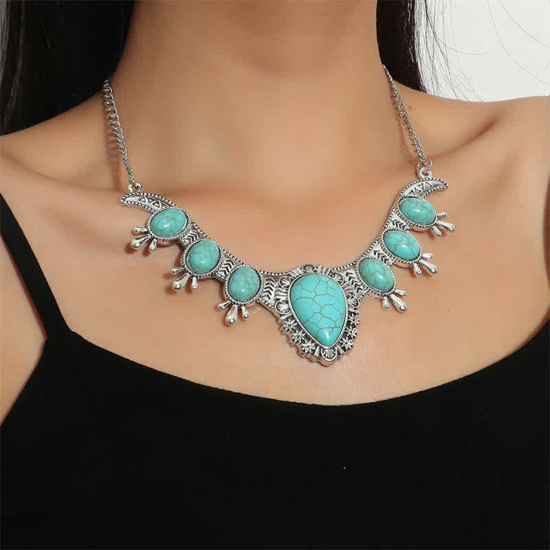 Turquoise Protection Necklace with Strength Carving 45cm Unisex