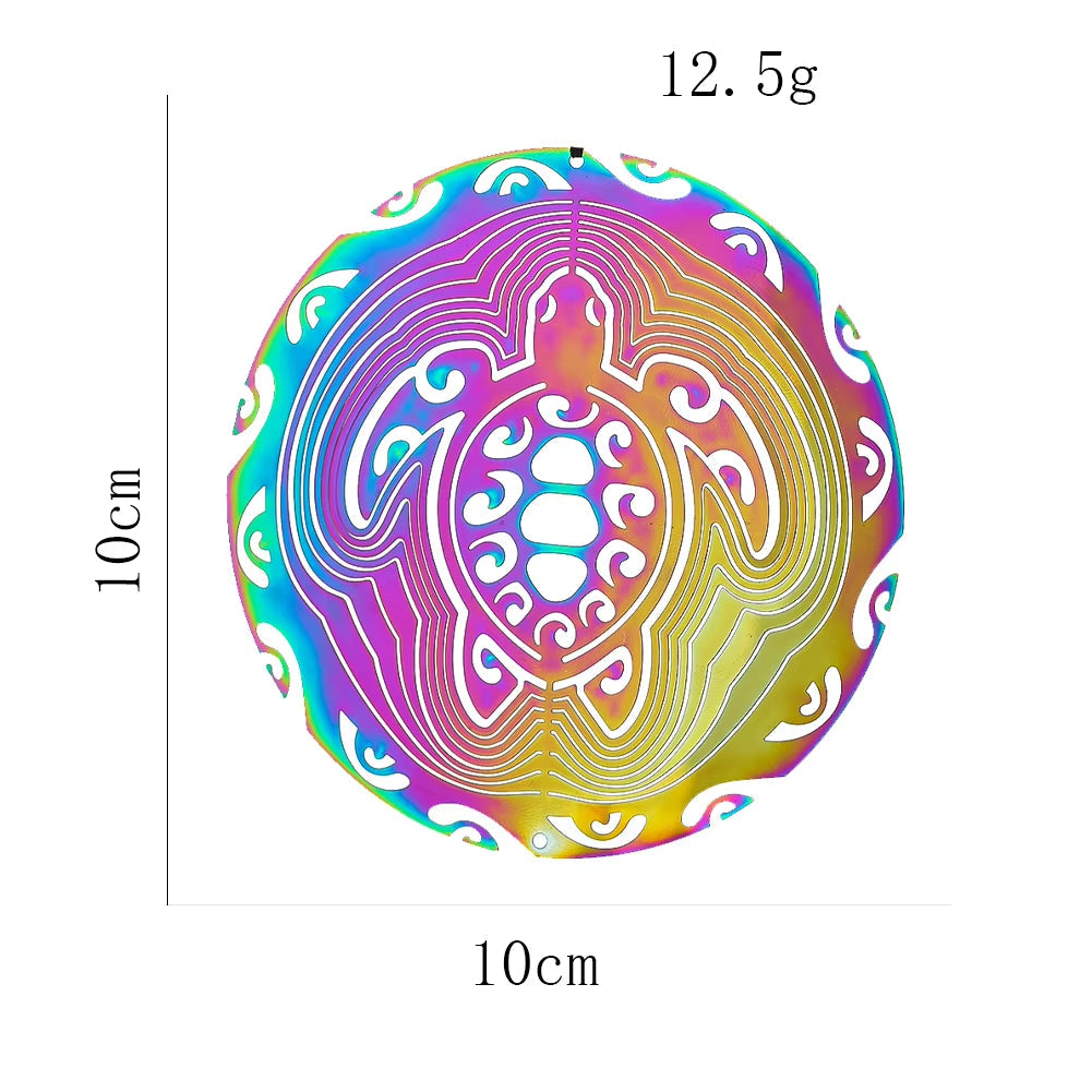 Sea Turtle Wind Spinner Rainbow Gradient Color 3D Magical Hanging Wind Chimes Catcher Yard Garden Art Decor Turtle Lovers Gift