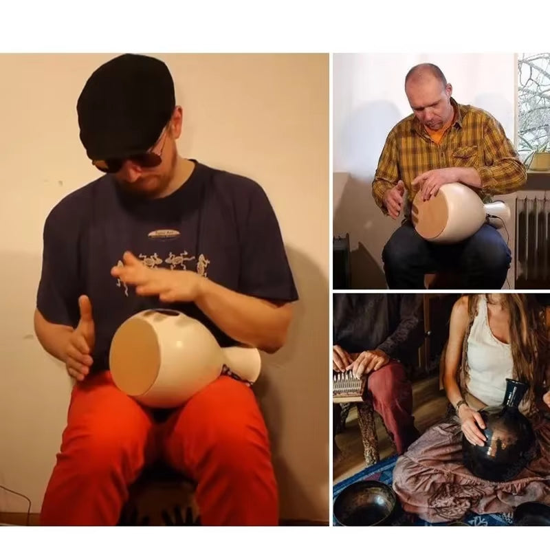 Cajon drum played by musicians showcasing Udu Drum African Clay Percussion Drum