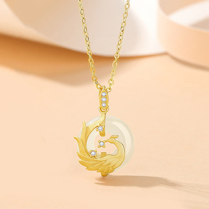 Unisex 925 Sterling Silver Dragon Year Hetian Jade Necklace