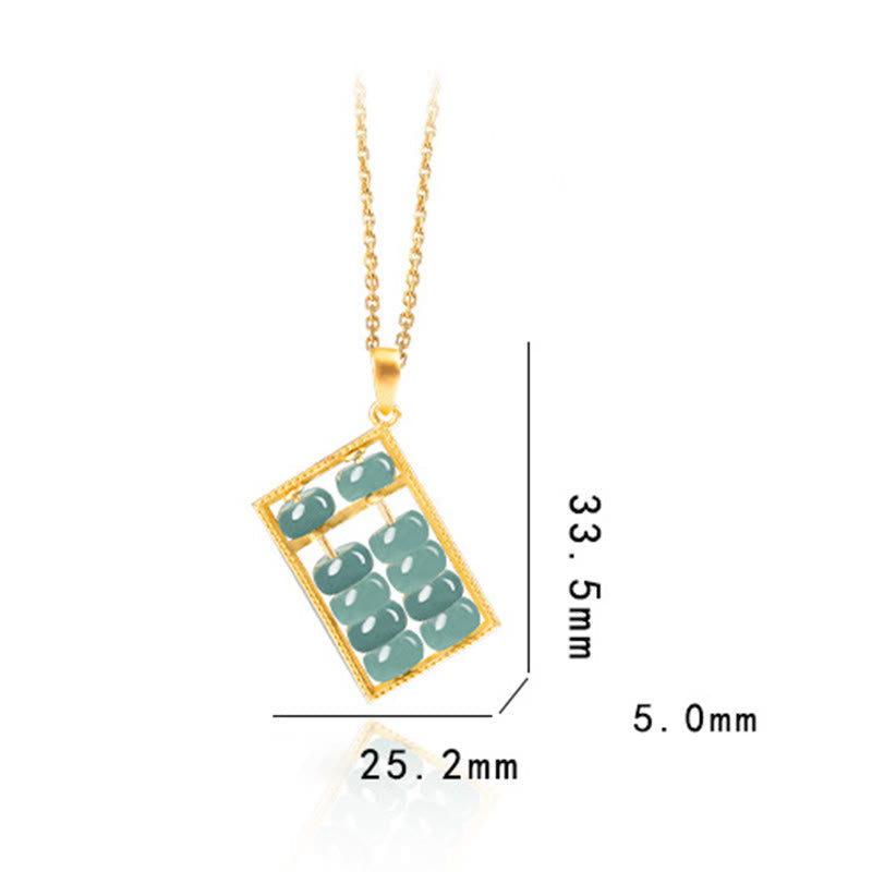 Unisex 925 Sterling Silver Jade Abacus Necklace Pendant