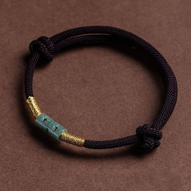 Unisex Adjustable Jade Luck Rope Bracelet for Protection & Good Fortune
