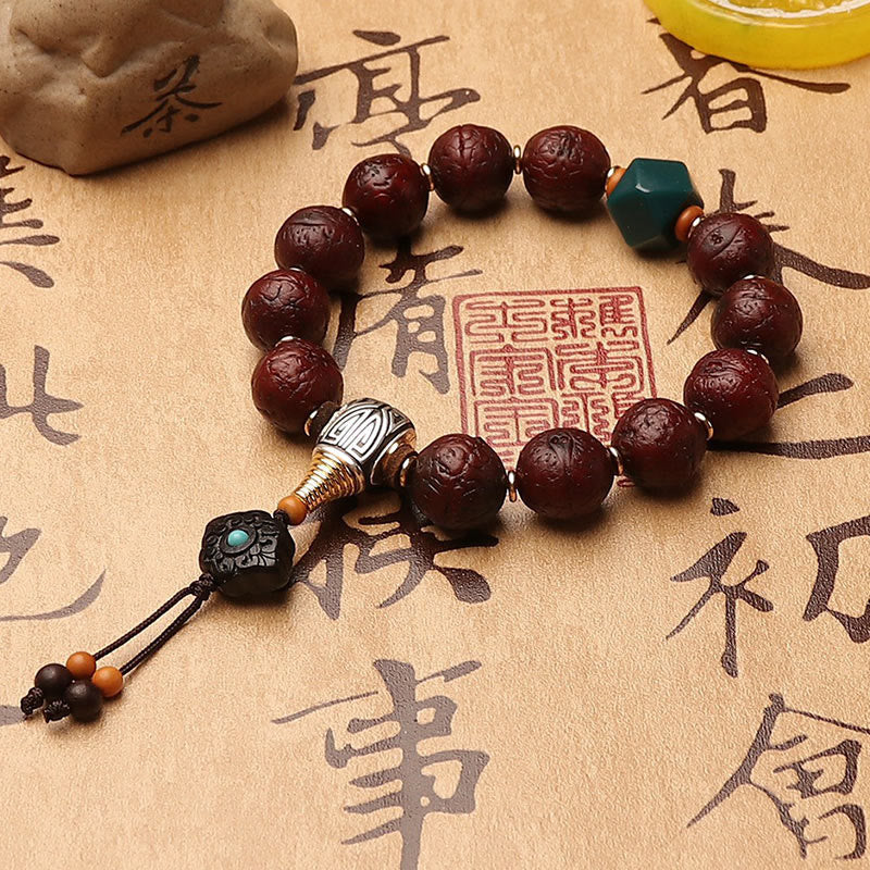 Unisex Bodhi Seed Tibetan Wrist Mala | Luck & Wealth Charm
