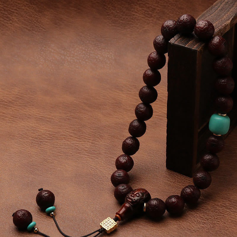 Unisex Bodhi Seed Tibetan Wrist Mala | Luck & Wealth Charm