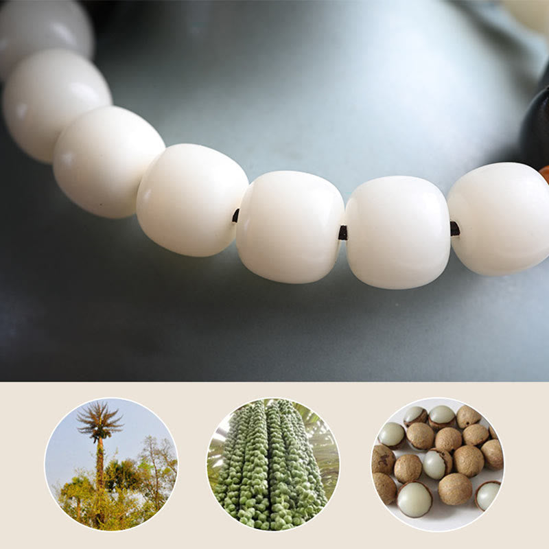 Unisex Bodhi Seed & Wood Lucky Cat Spiritual Bracelet