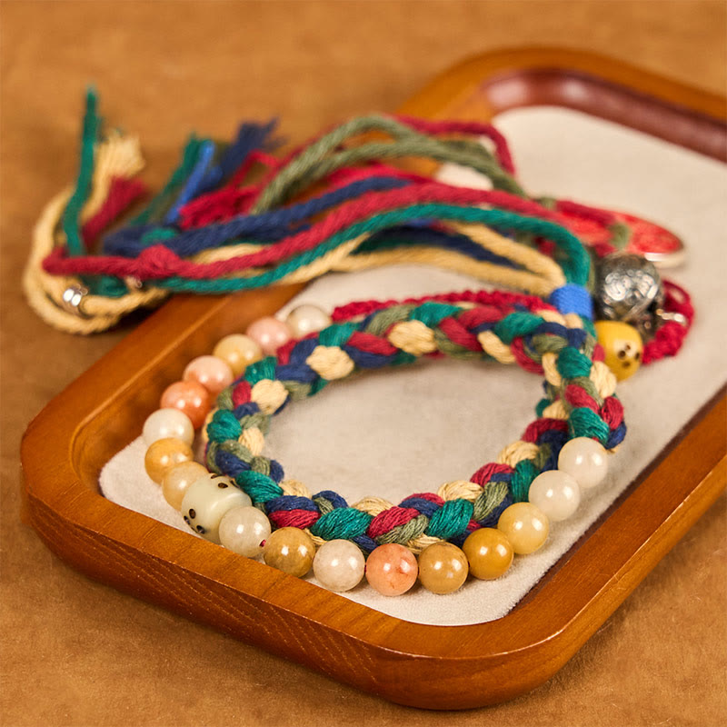 Unisex Colorful Chalcedony Mountain Ghosts Protection Bracelet