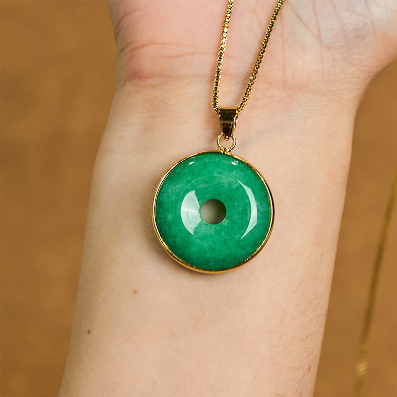 Unisex Cyan Jade Peace Buckle Necklace for Healing & Luck