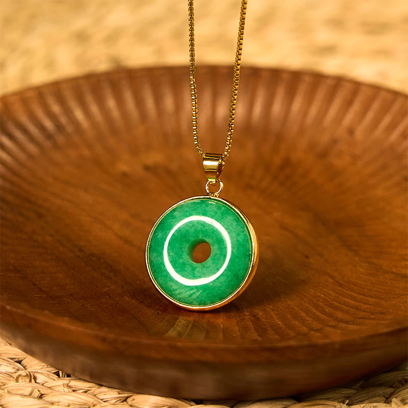 Unisex Cyan Jade Peace Buckle Necklace for Healing & Luck
