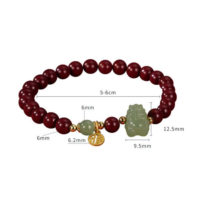 Unisex Dragon Bracelet With Cinnabar Jade Charm | Healing Sounds