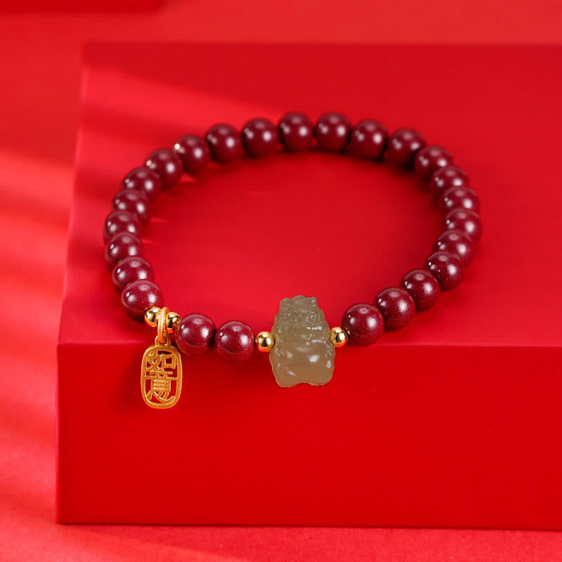Unisex Dragon Bracelet With Cinnabar Jade Charm | Healing Sounds