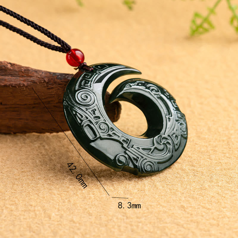Unisex Hetian Cyan Jade Success Necklace - One's Luck Improves