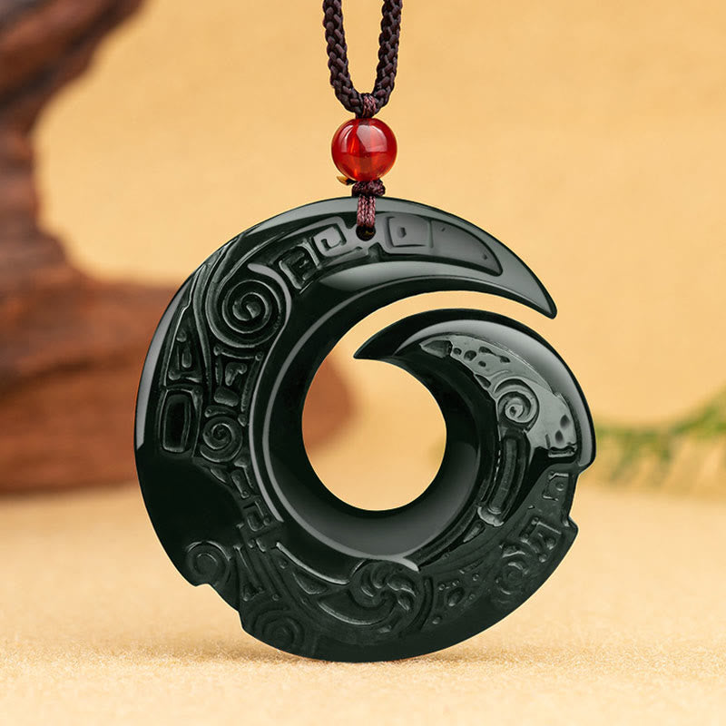 Unisex Hetian Cyan Jade Success Necklace - One's Luck Improves