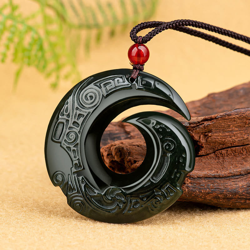 Unisex Hetian Cyan Jade Success Necklace - One's Luck Improves