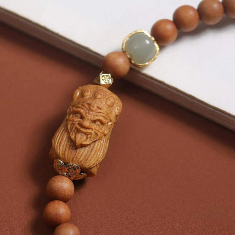 Unisex Hetian Jade and Sandalwood Prosperity Bracelet 13-21cm