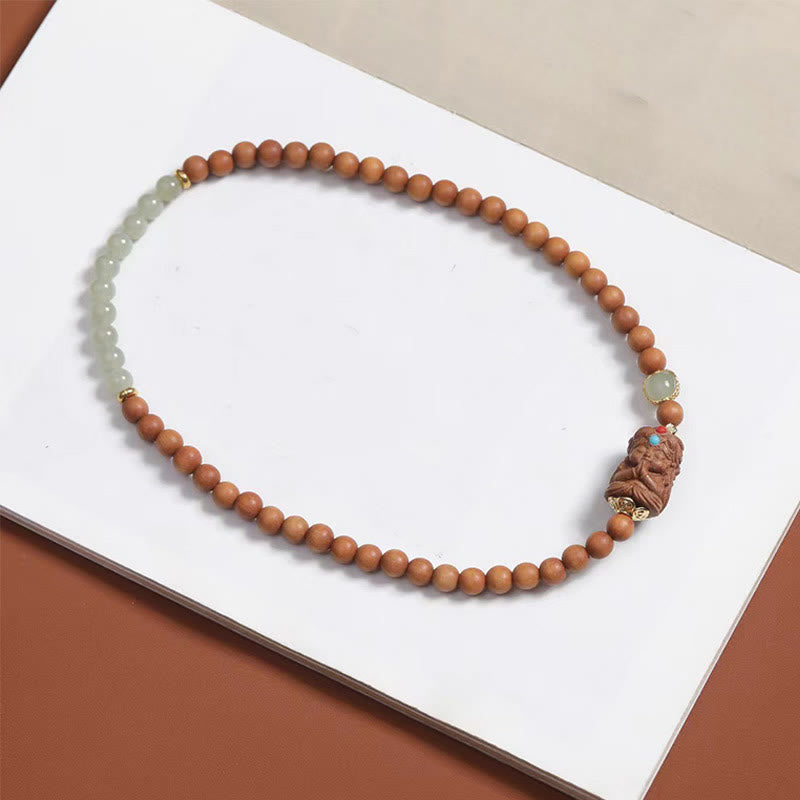 Unisex Hetian Jade and Sandalwood Prosperity Bracelet 13-21cm