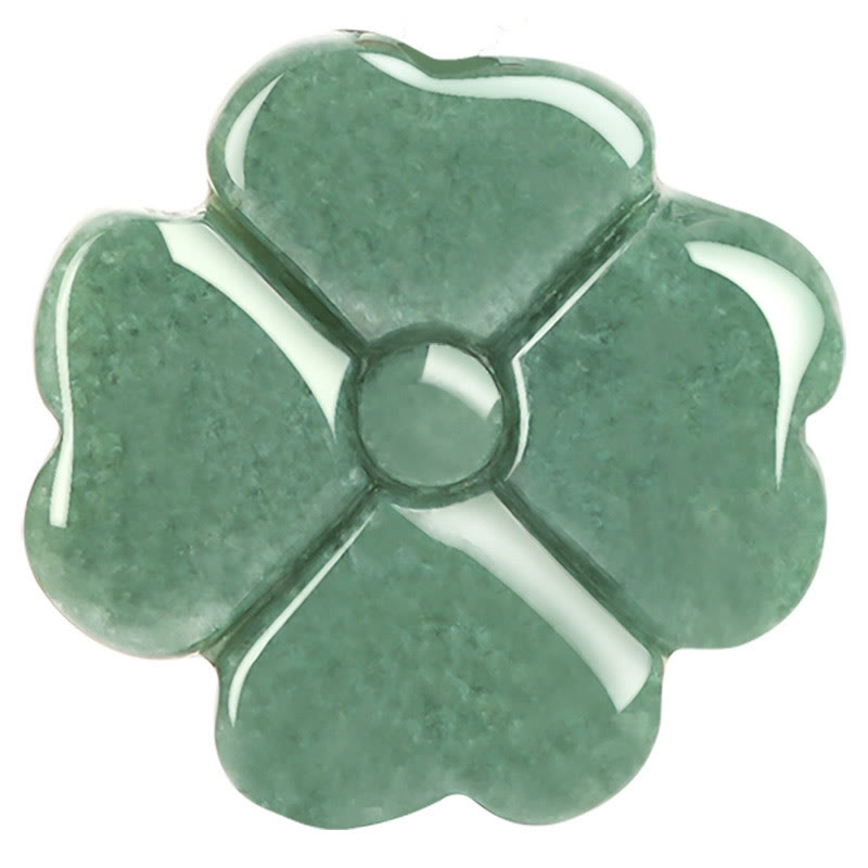 Unisex Jade Four Leaf Clover Prosperity Necklace Pendant