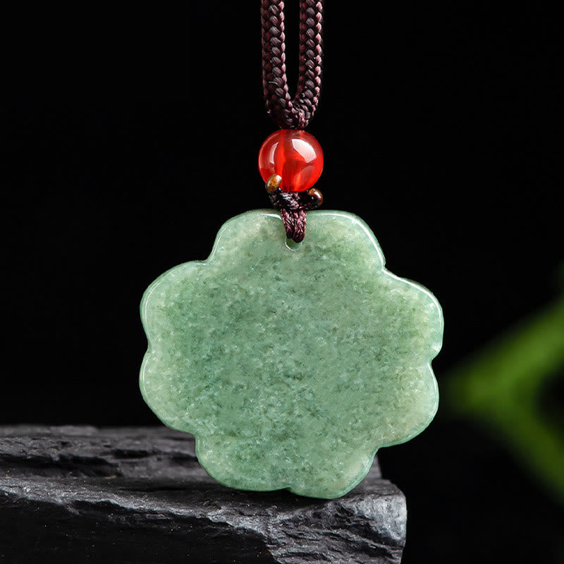 Unisex Jade Four Leaf Clover Prosperity Necklace Pendant