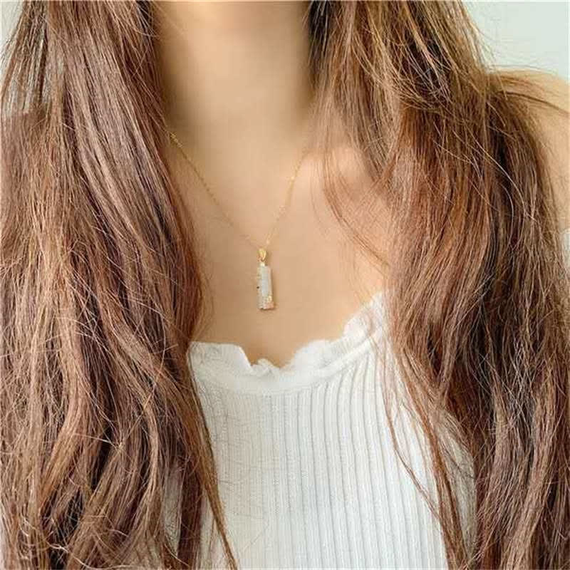 Unisex Jade Necklace with White & Cyan Jade for Protection and Luck