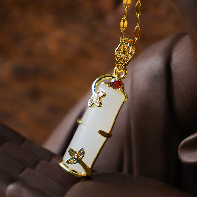 Unisex Jade Necklace with White & Cyan Jade for Protection and Luck