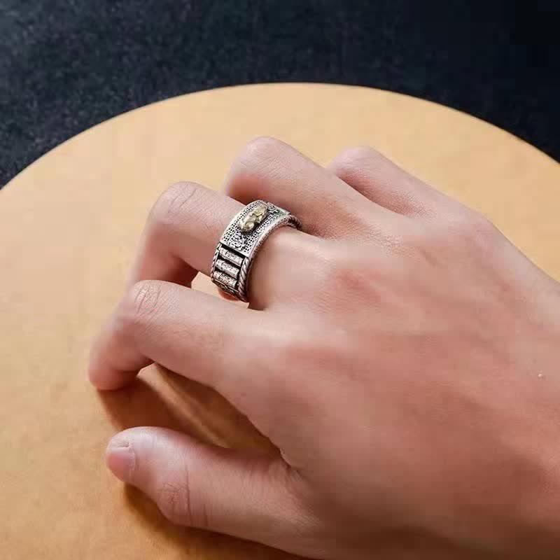 Unisex Pixiu Wealth Prayer Wheel Ring | Feng Shui Luck
