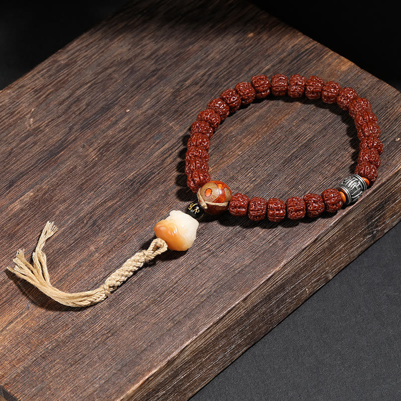 Unisex Rudraksha Bodhi Seed Dzi Bead Bodhi Seed Mala Bracelet