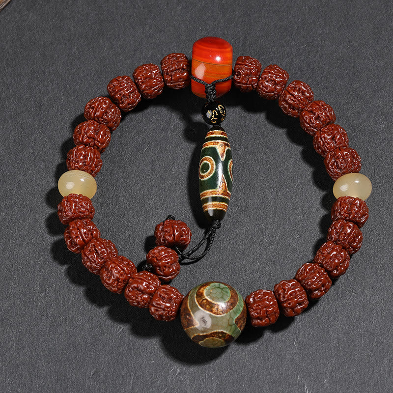 Unisex Rudraksha Bodhi Seed Dzi Bead Bodhi Seed Mala Bracelet