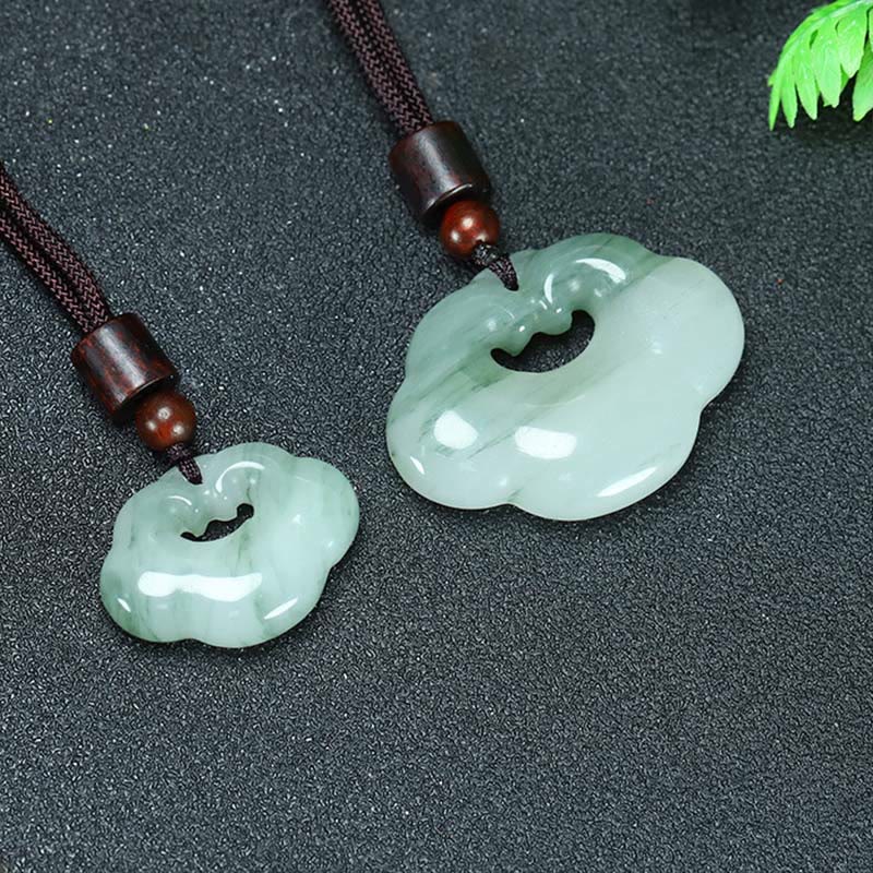 Unisex Tianshan Jade Chinese Lock Abundance Necklace