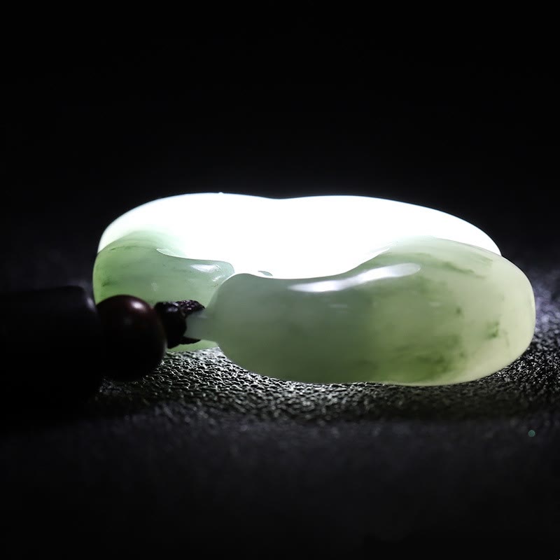 Unisex Tianshan Jade Chinese Lock Abundance Necklace