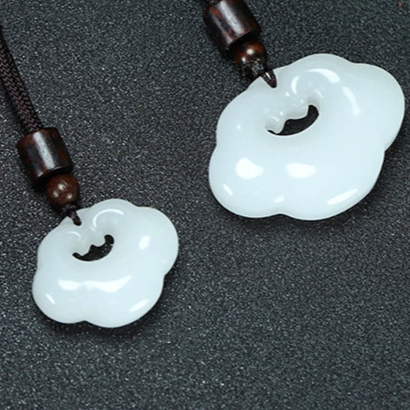 Unisex Tianshan Jade Chinese Lock Abundance Necklace