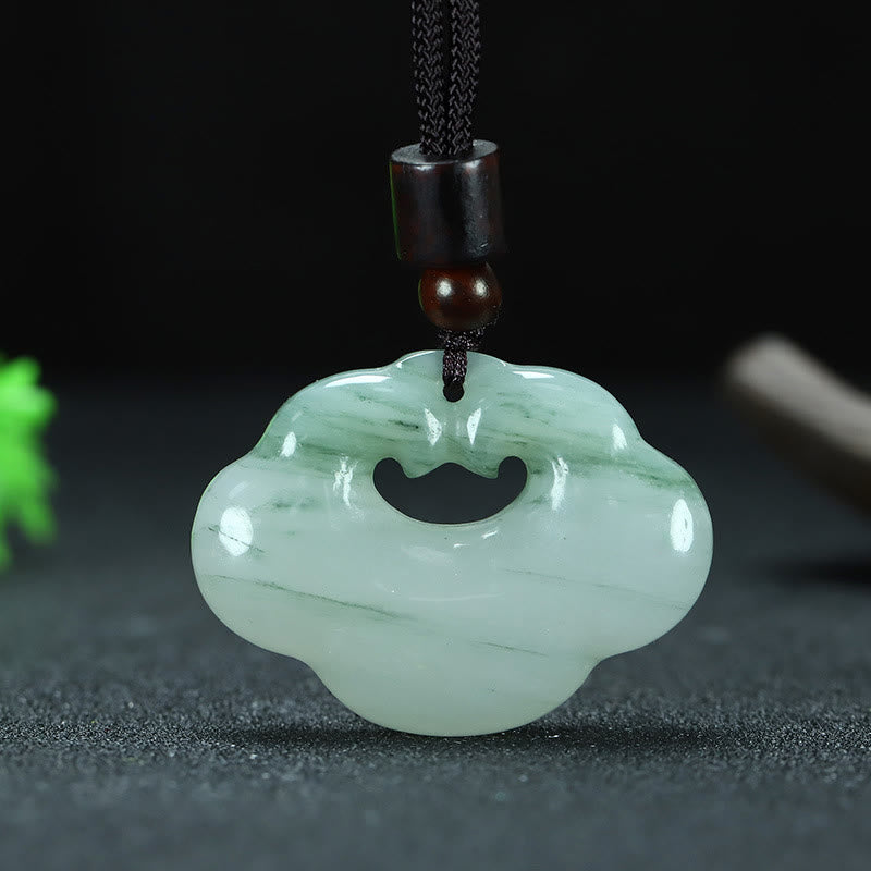 Unisex Tianshan Jade Chinese Lock Abundance Necklace