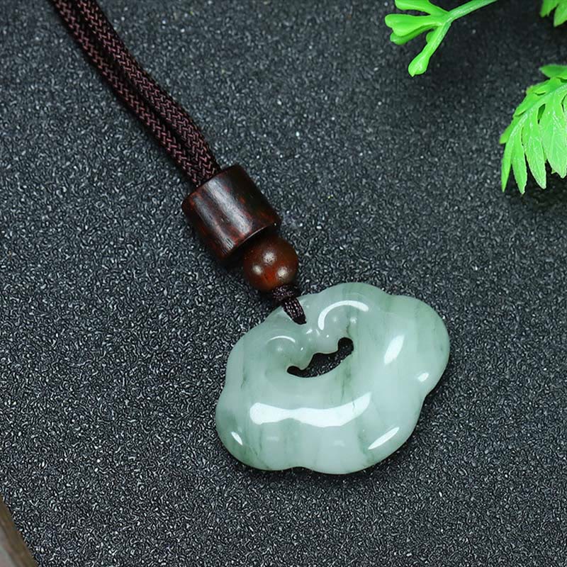 Unisex Tianshan Jade Chinese Lock Abundance Necklace