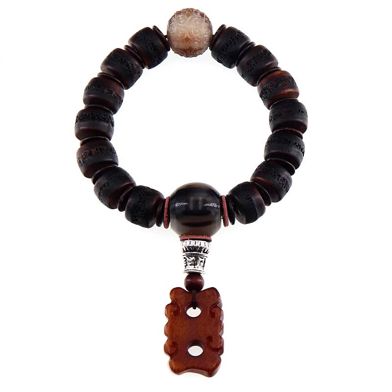 Unisex Yak Bone Dzi Bead Turquoise Protection Bracelet