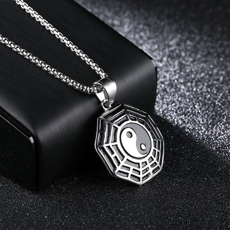 Unisex Yin Yang Bagua Titanium Steel Necklace Pendant