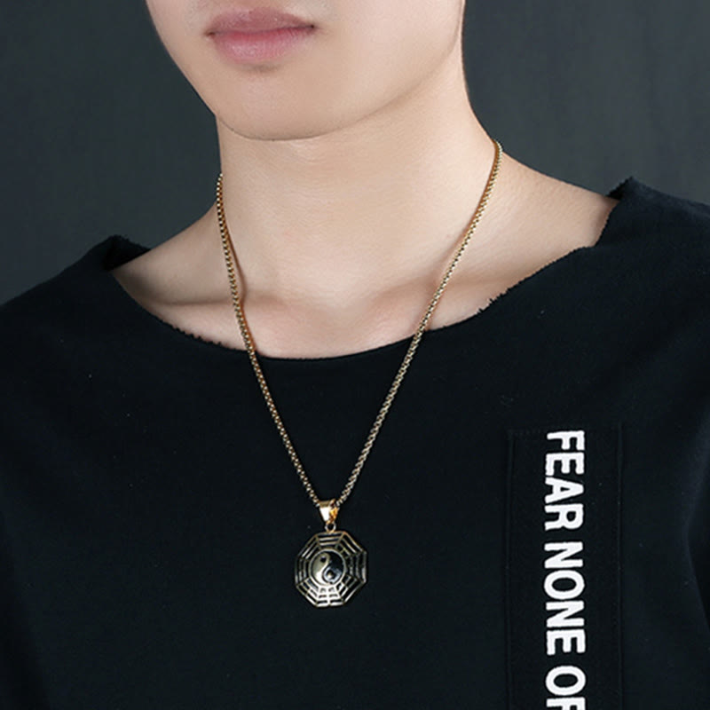Unisex Yin Yang Bagua Titanium Steel Necklace Pendant