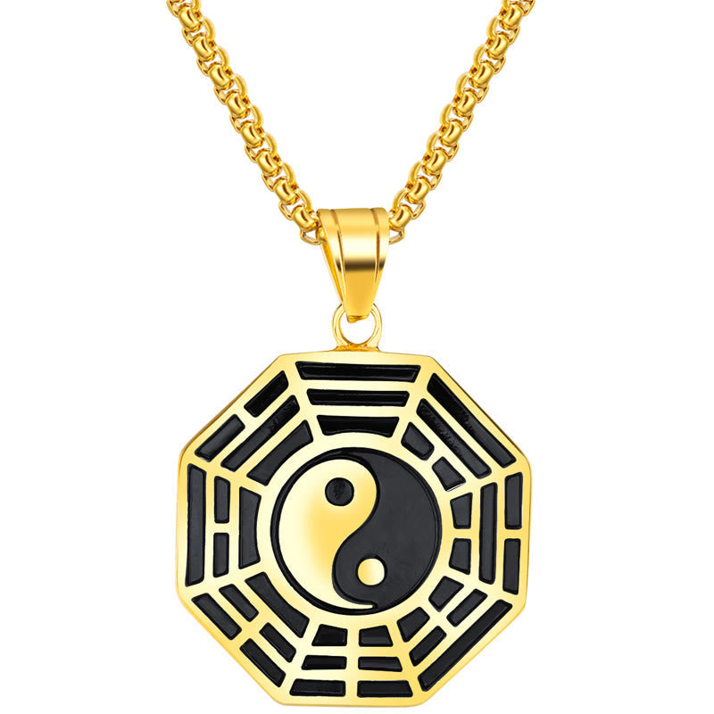 Unisex Yin Yang Bagua Titanium Steel Necklace Pendant