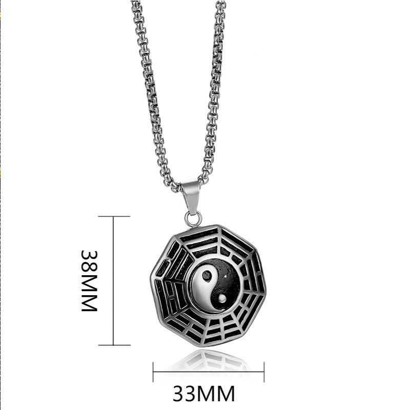 Unisex Yin Yang Bagua Titanium Steel Necklace Pendant