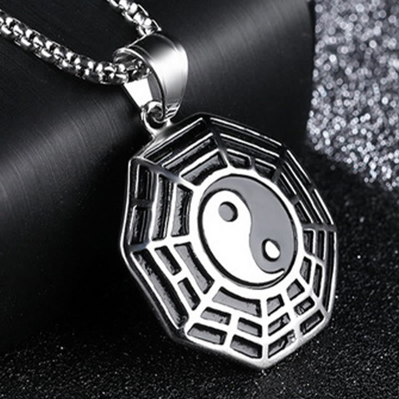 Unisex Yin Yang Bagua Titanium Steel Necklace Pendant