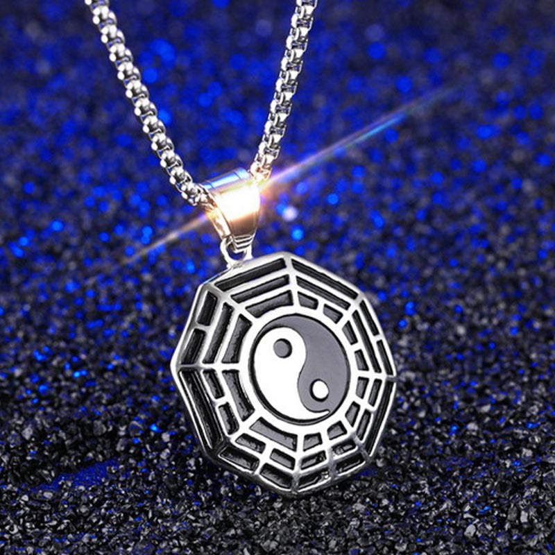 Unisex Yin Yang Bagua Titanium Steel Necklace Pendant