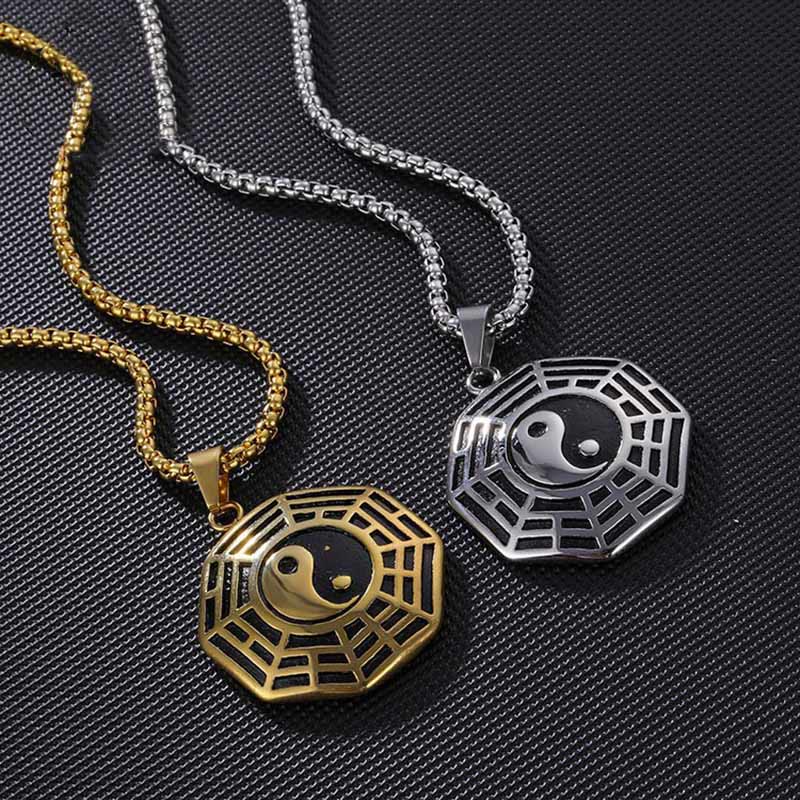 Unisex Yin Yang Bagua Titanium Steel Necklace Pendant