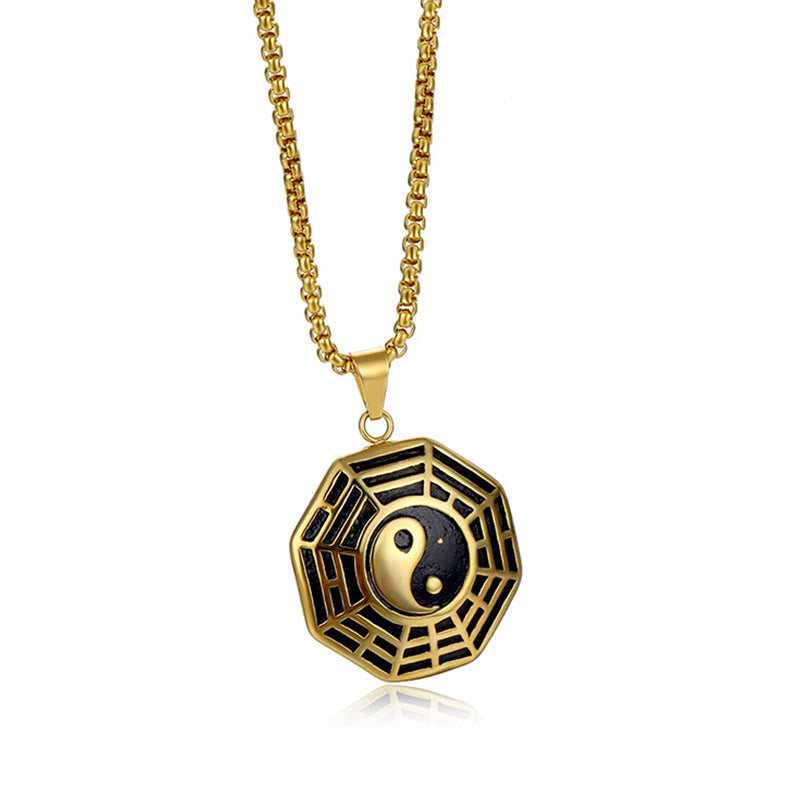 Unisex Yin Yang Bagua Titanium Steel Necklace Pendant