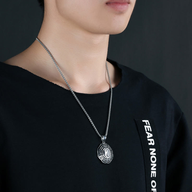 Unisex Yin Yang Bagua Titanium Steel Necklace Pendant