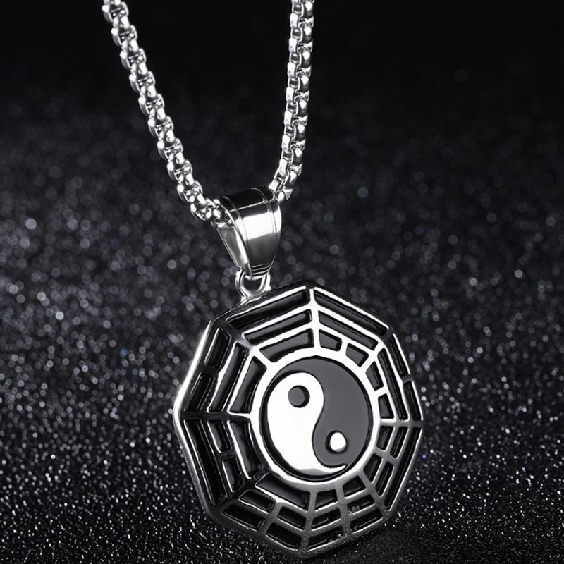 Unisex Yin Yang Bagua Titanium Steel Necklace Pendant