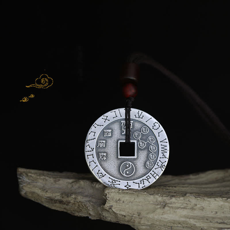 Unisex Yin Yang Pendant Necklace in White Copper Silver - Balance Symbol